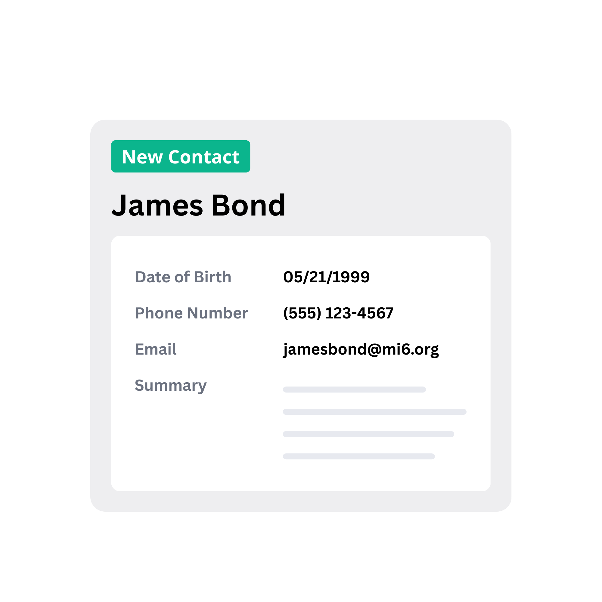 New contact intake card